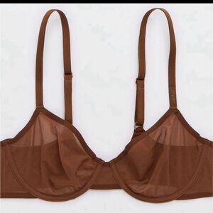 Aerie Smoothez Mesh Balconette Brown Sheer Bra